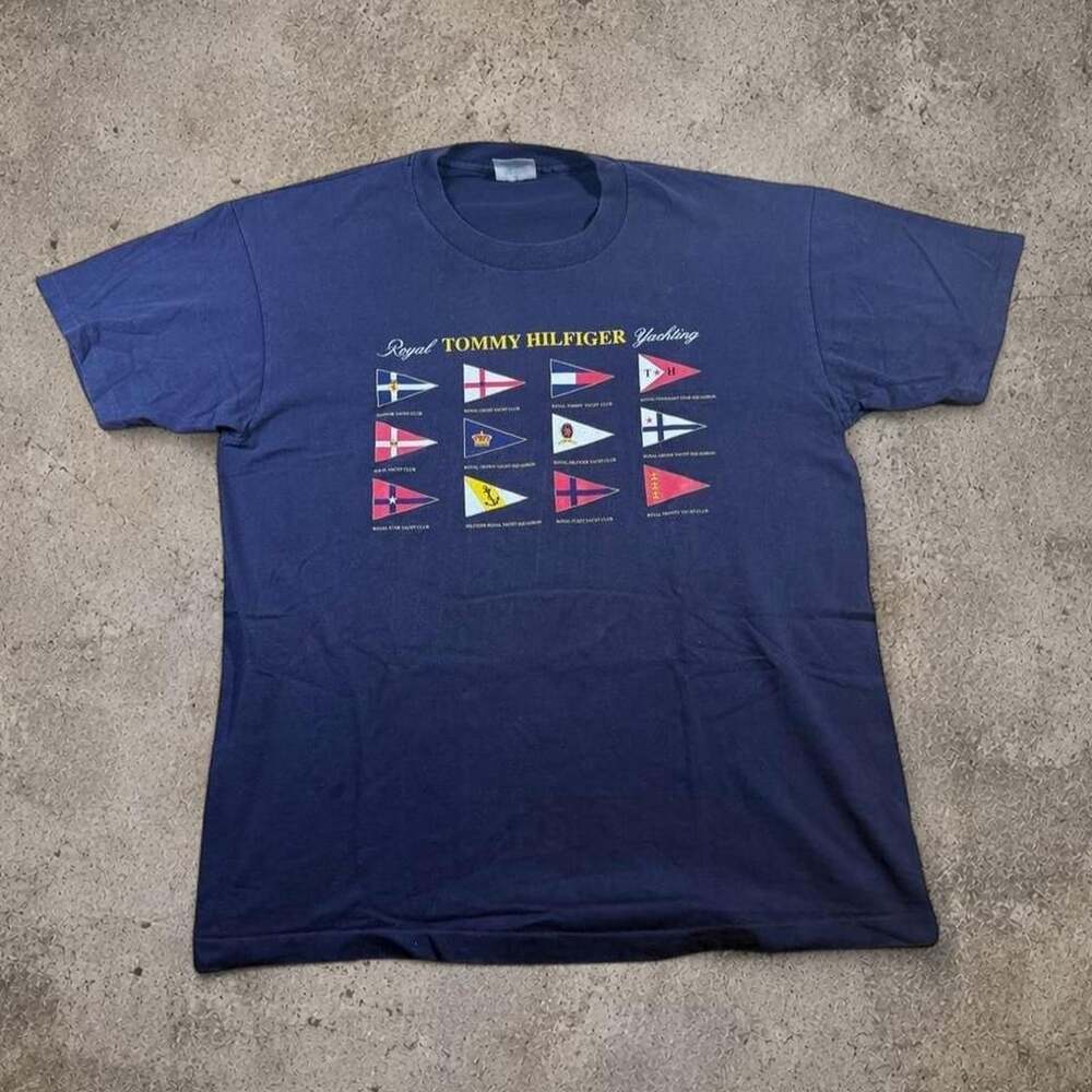 Tommy Hilfiger Royal Yachting T-Shirt Size L Vintage USA Sailing Tee